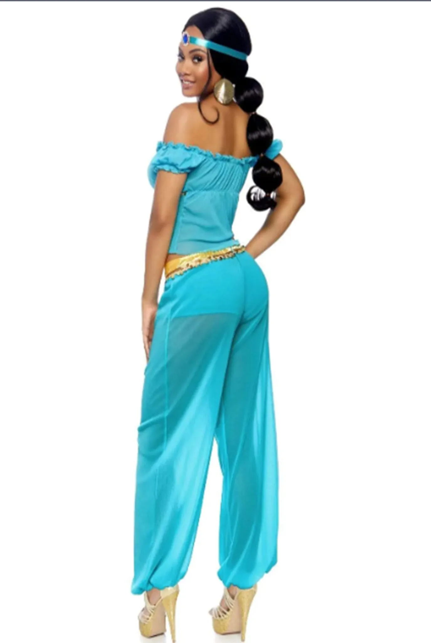 Arabian Beauty Princess Costume – 3-Piece Off-Shoulder Top, Harem Pants & Headband