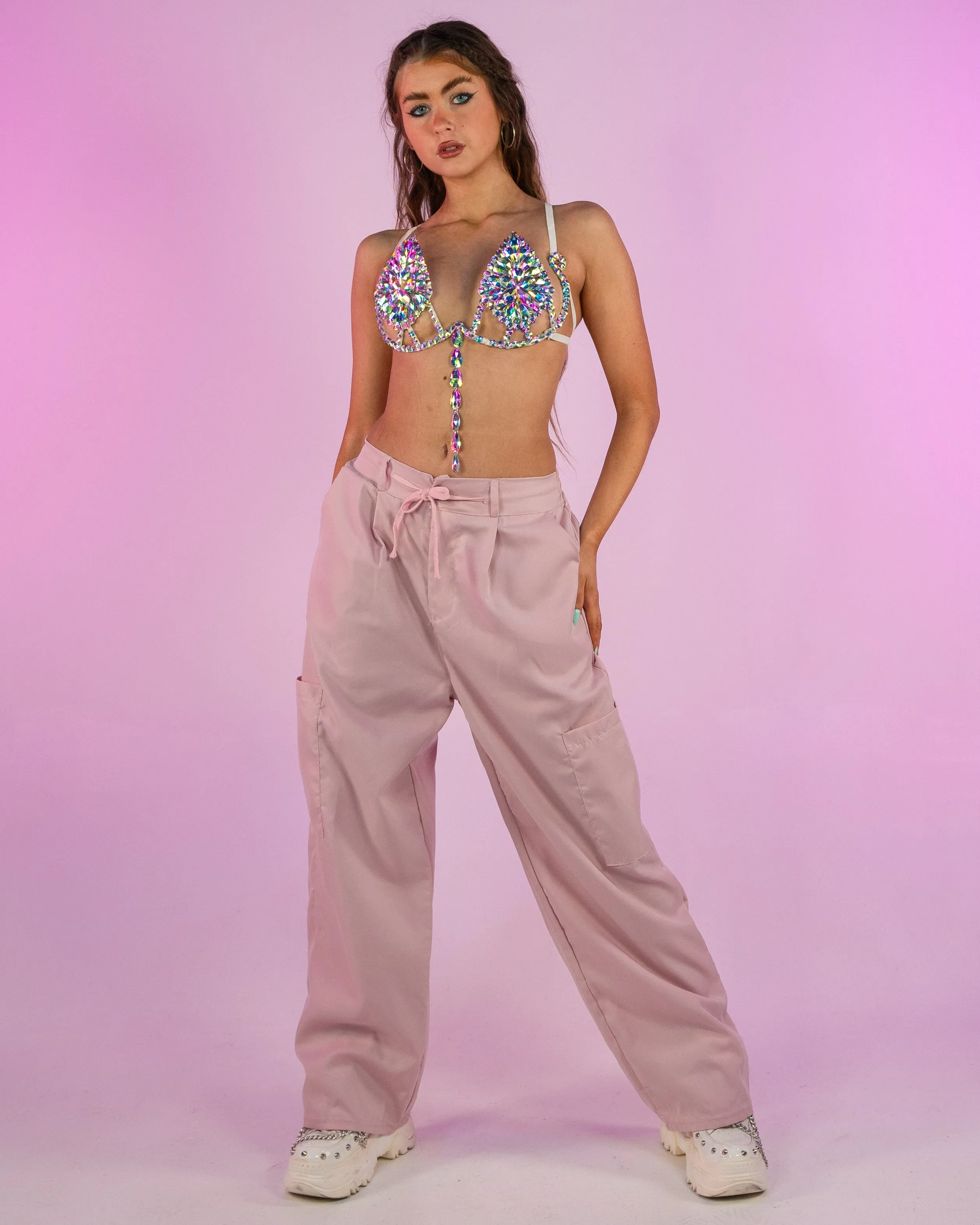 Baby Pink Oversize Wide Leg Cargo Pants