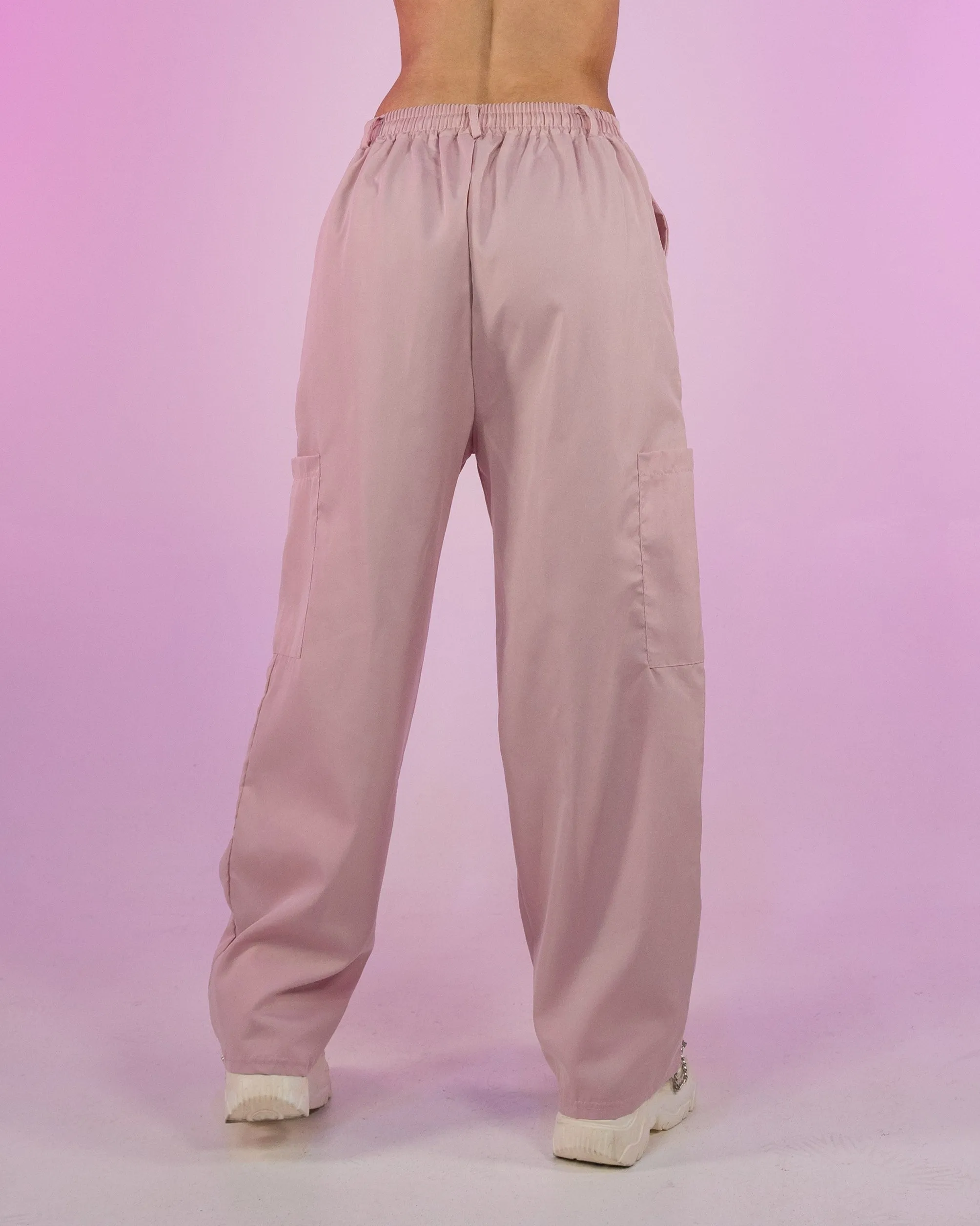 Baby Pink Oversize Wide Leg Cargo Pants