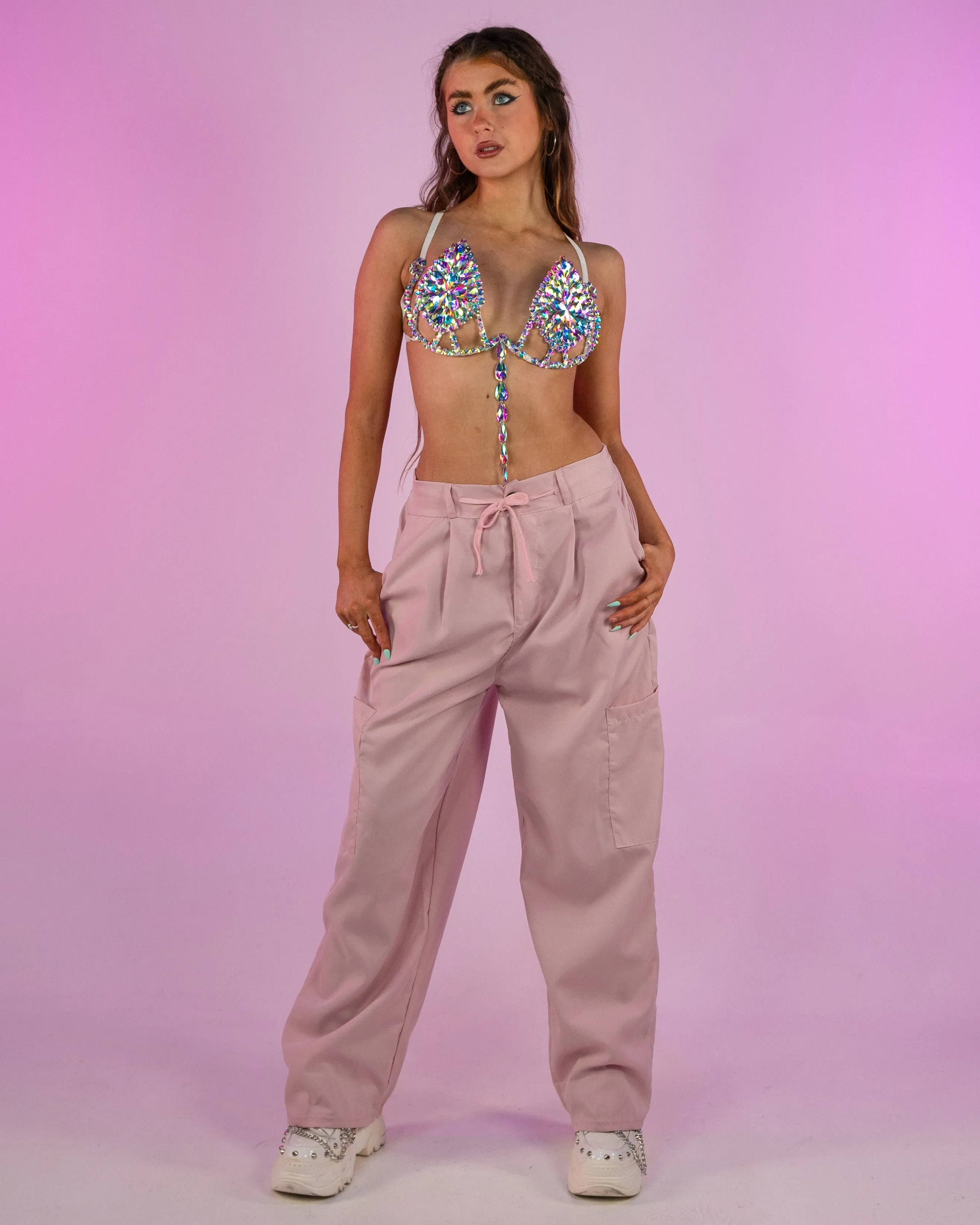 Baby Pink Oversize Wide Leg Cargo Pants