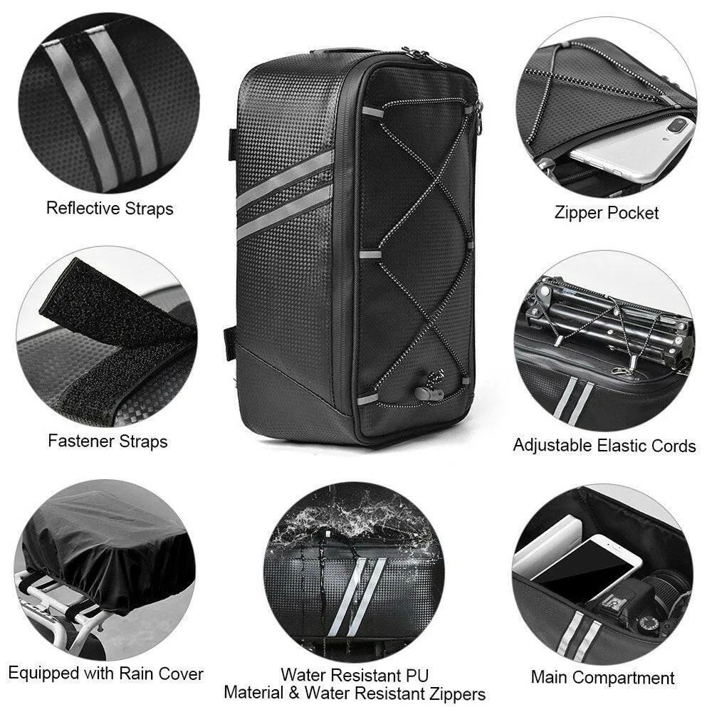 Bike Trunk Bag 7L Bicycle Rear Bag Water Resistant Bike Rack Bag with Waterproof Rain Cover