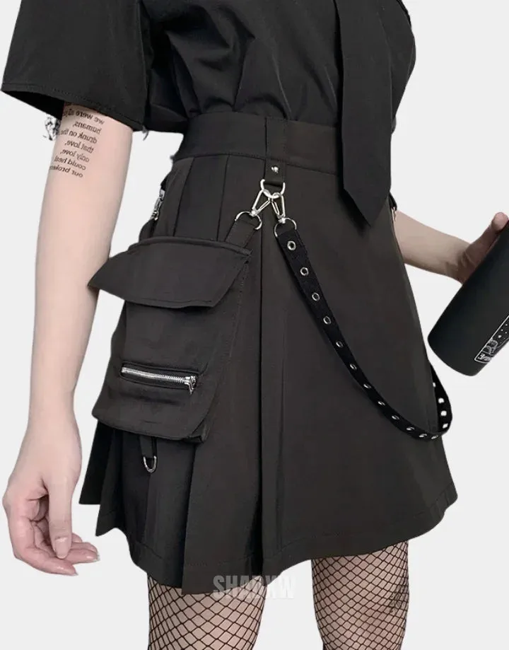 Black Cargo Skirt