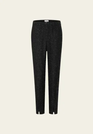 Black Lurex Tweed Slit Pencil Trousers