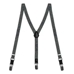 Black Metallic Skinny Suspenders