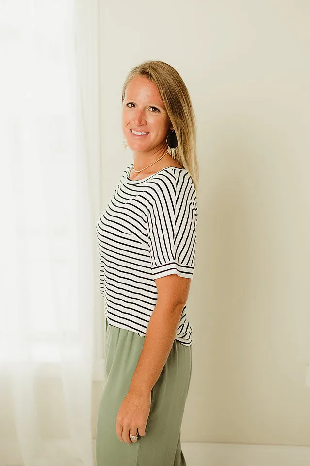 Casual Short Sleeve Stripe Top