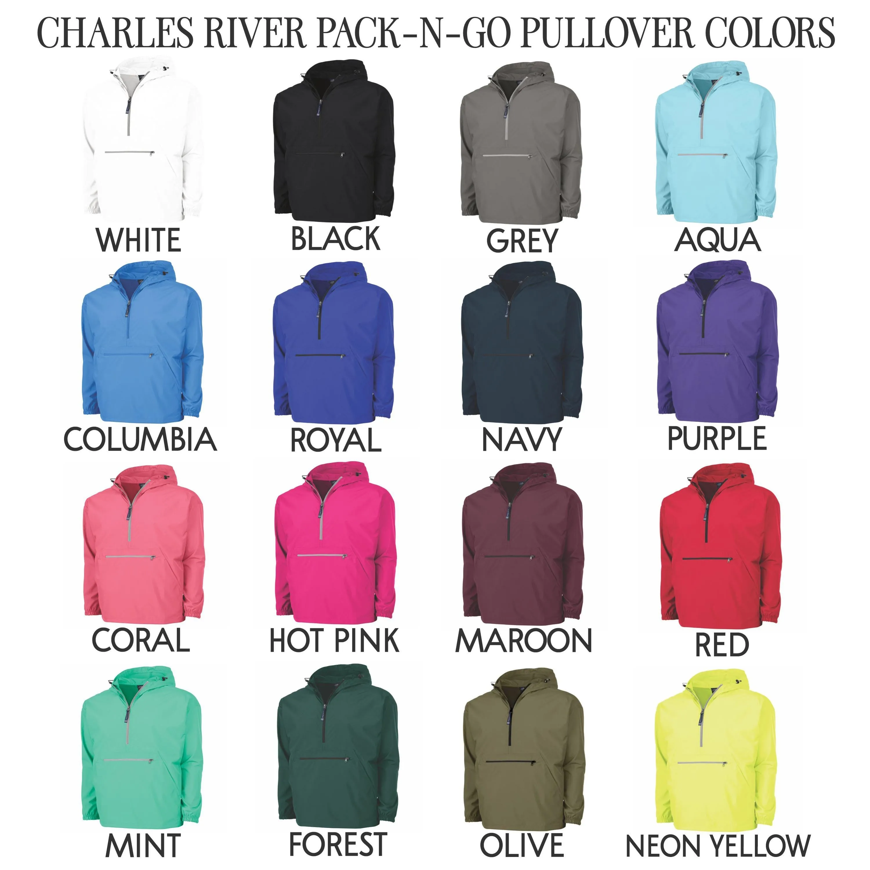 Charles River Pack n Go Pullover Rain Jacket Monogrammed