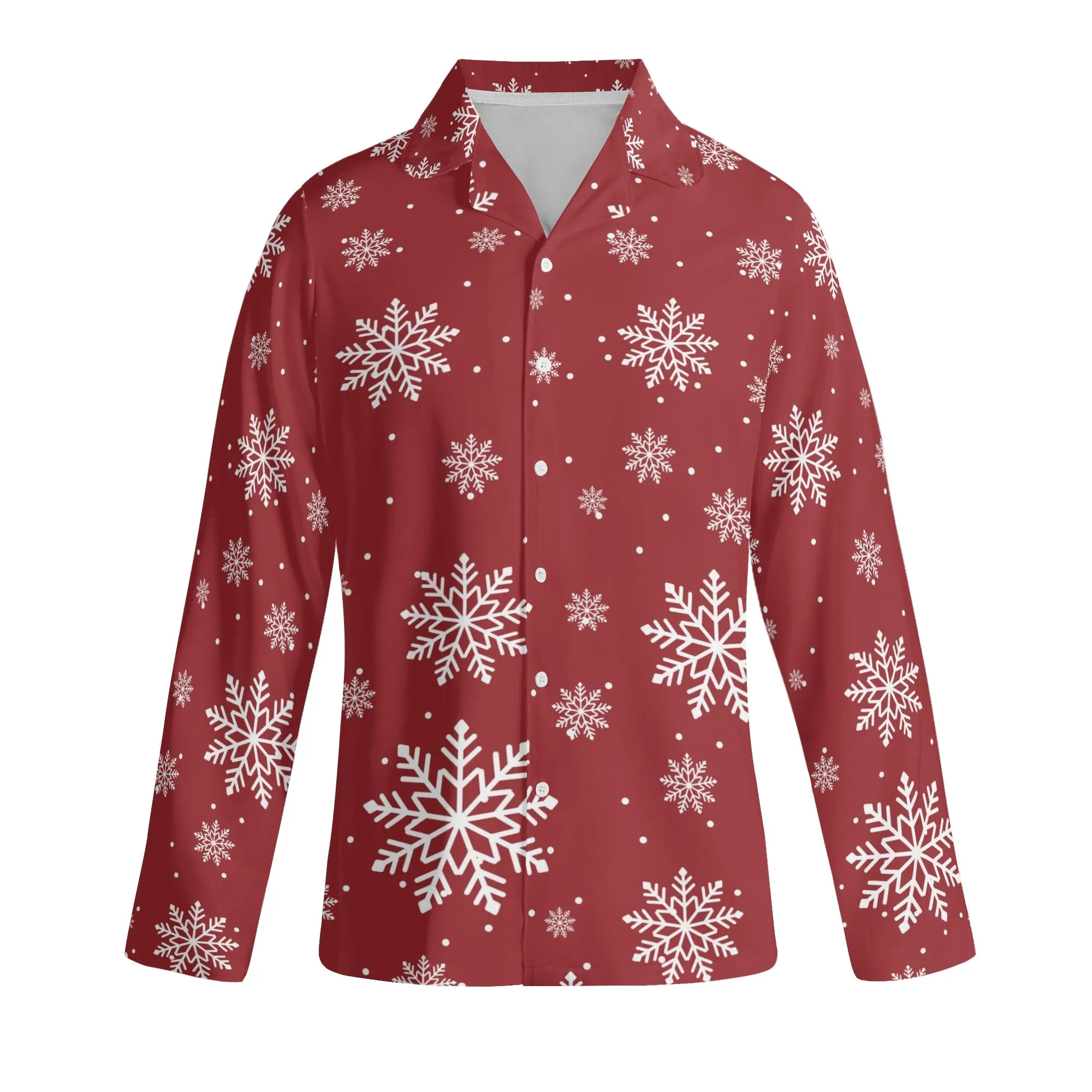 Christmas Snow Long Sleeve Red Pajama Set