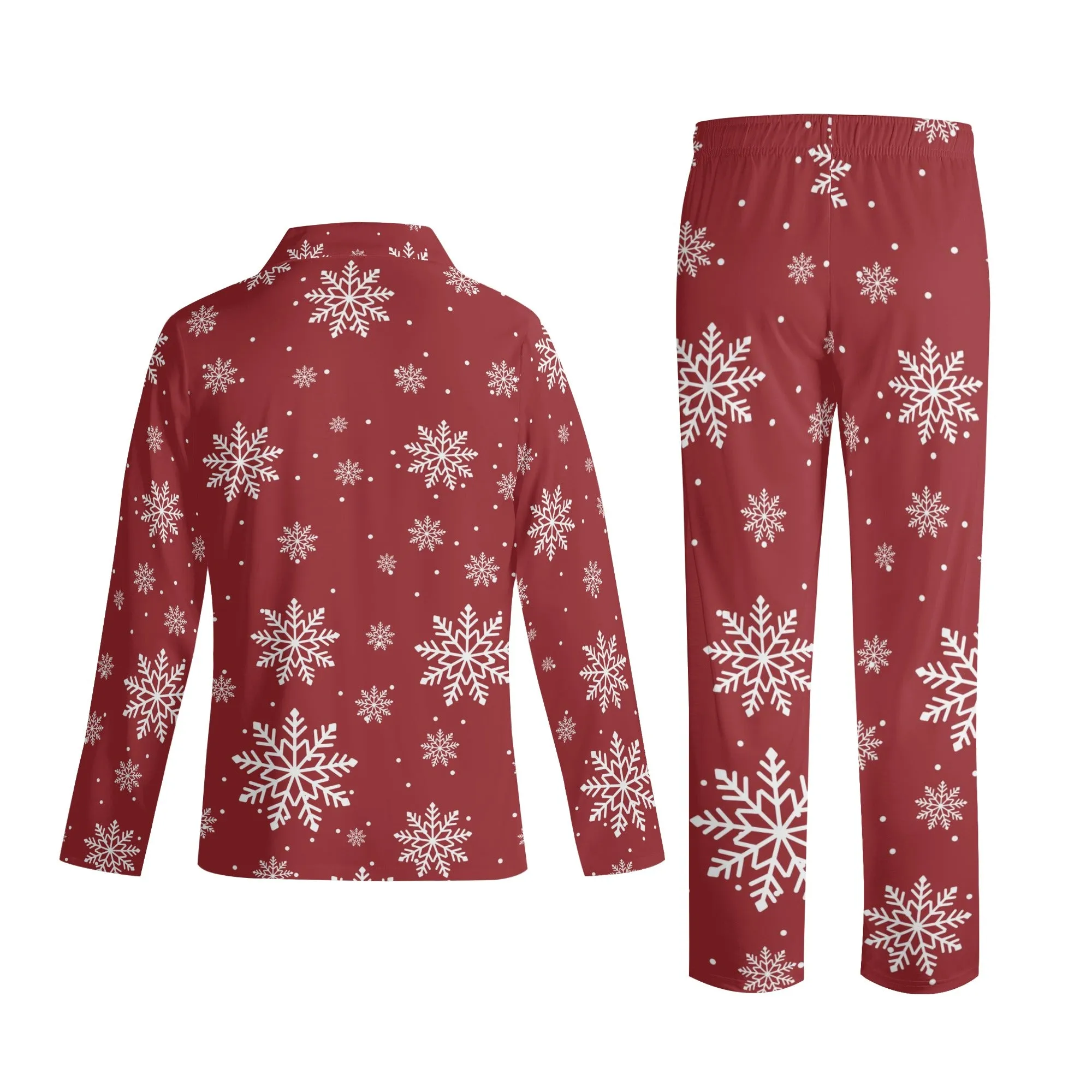 Christmas Snow Long Sleeve Red Pajama Set