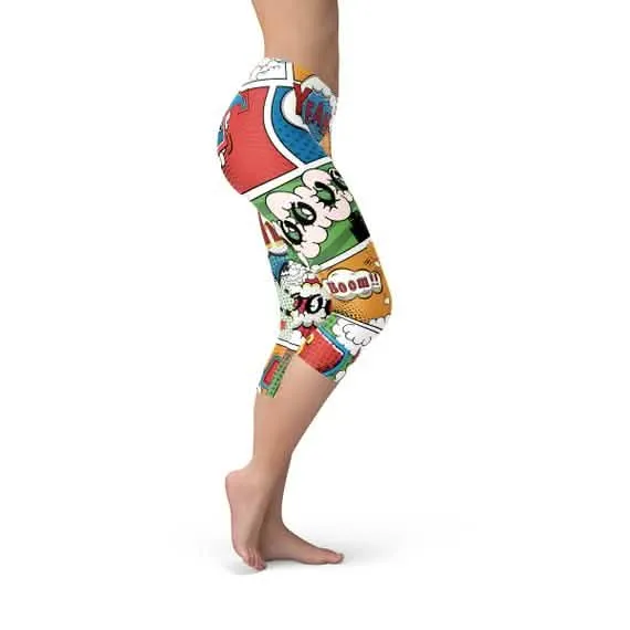 Comic Book Inspired Women's Capri Workout Leggings