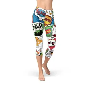 Comic Book Inspired Women's Capri Workout Leggings