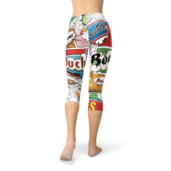 Comic Book Inspired Women's Capri Workout Leggings