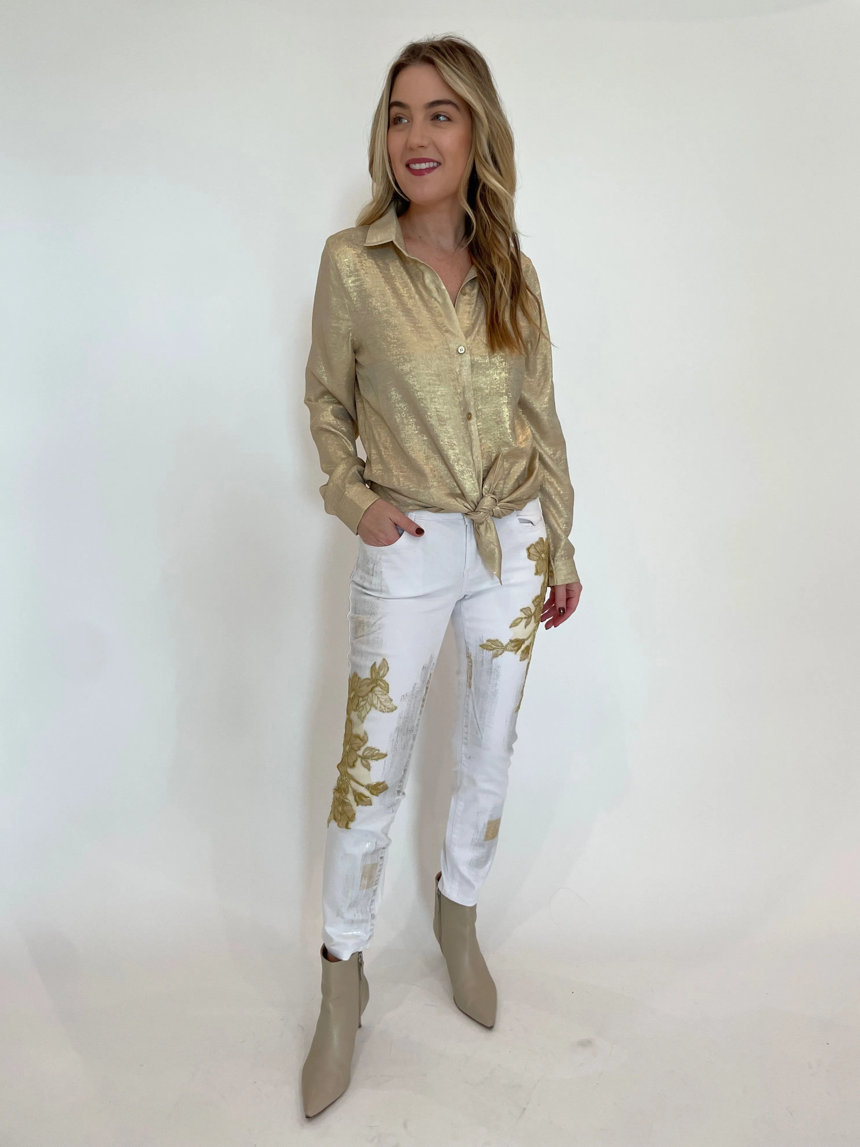 Connie Metallic Shirt - Gold