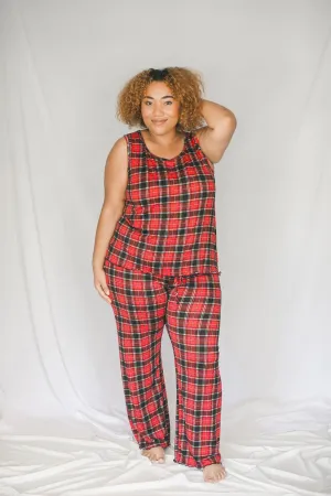 Cozy Red Plaid Pajama Pants Set