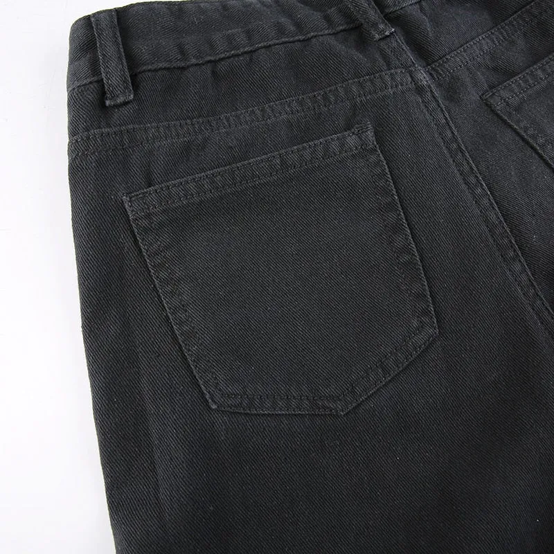 'Deadly Demon' Black Baggy Buckle Cargo Pants