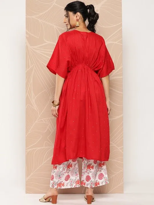 Ethnic Motifs Embroidered Empire Sequinned Kurta With Palazzos