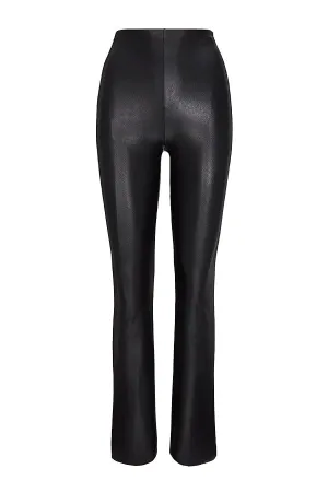 Faux Leather Flared Legging- Black