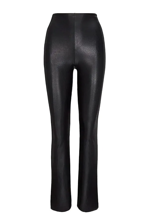 Faux Leather Flared Legging- Black