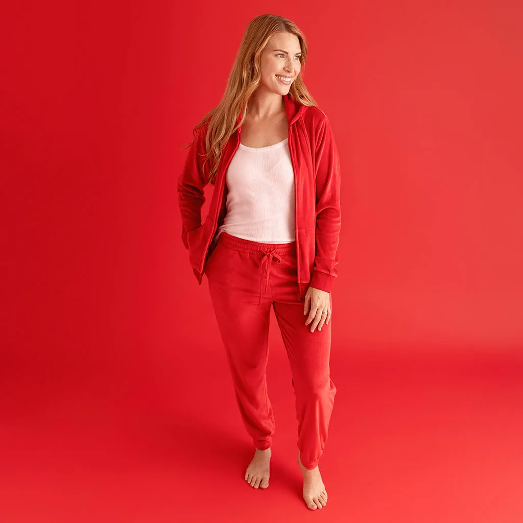 Garnet Red Women's Velour Joggers