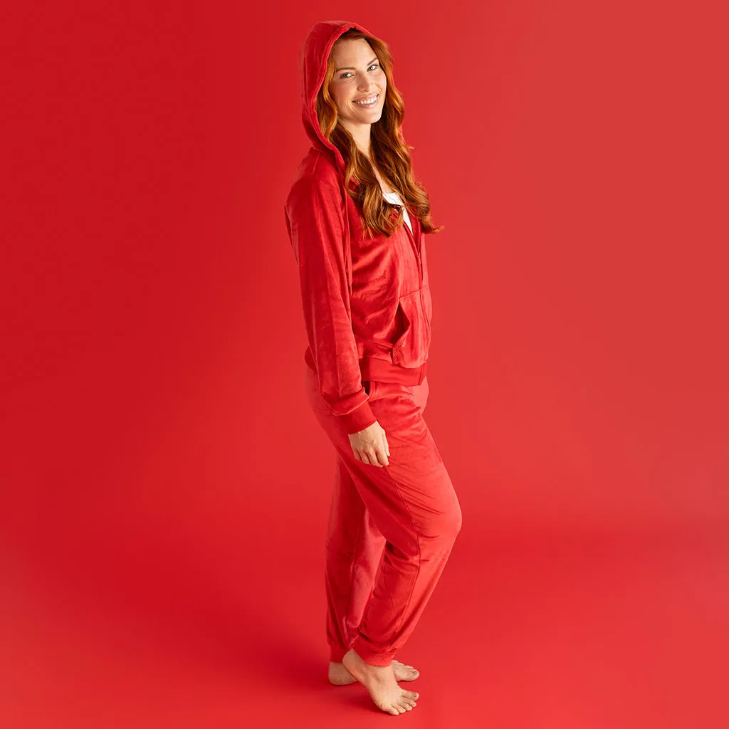 Garnet Red Women's Velour Joggers