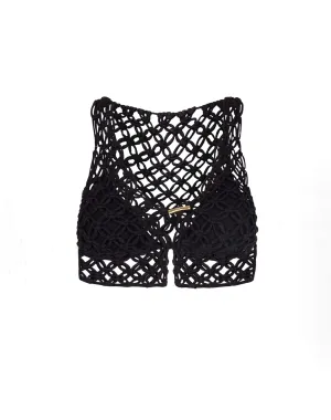 Gio Macrame Blouse - Black