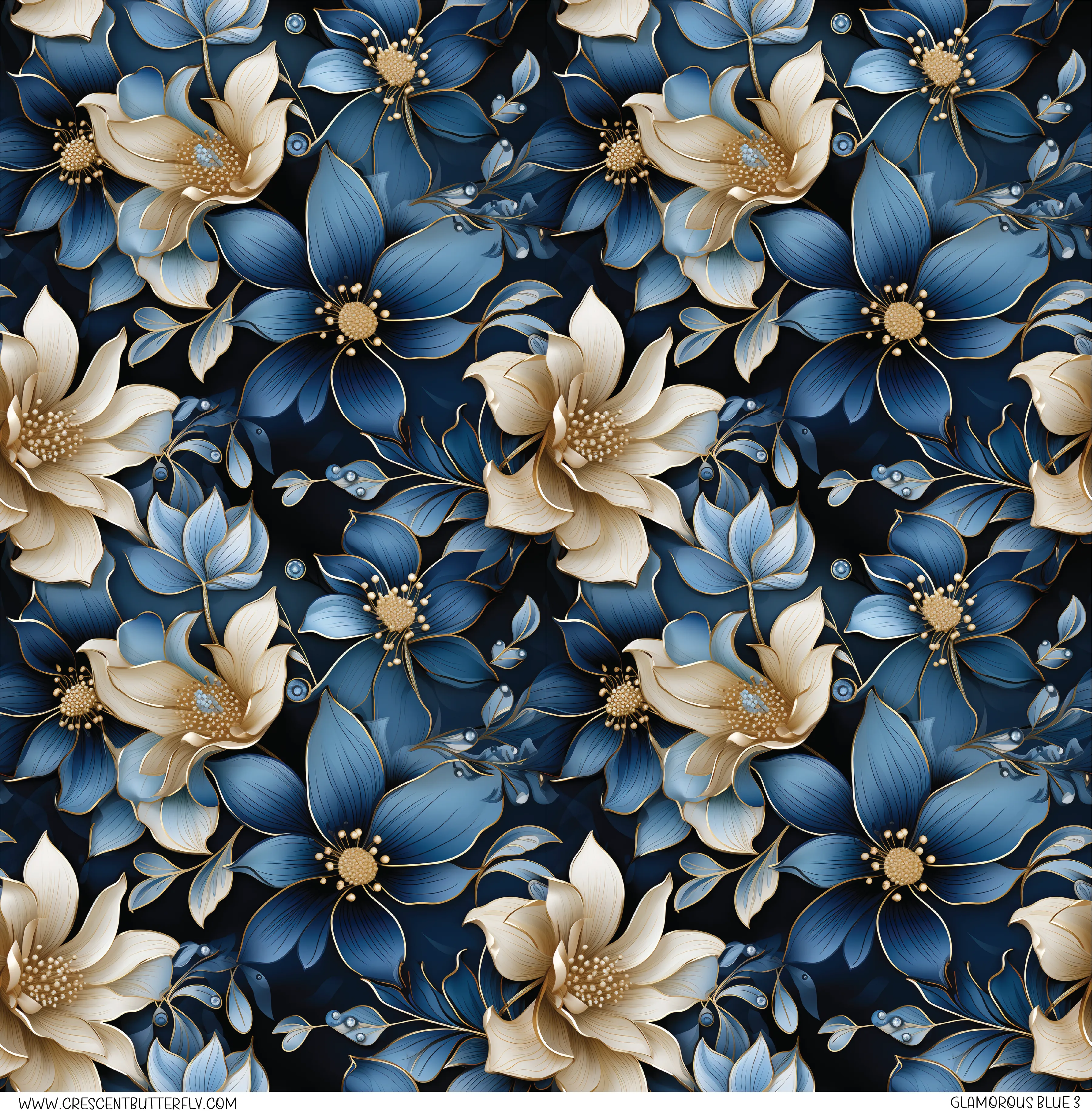 Glamorous Blue 3 Pattern Vinyl Sheet/Wrap