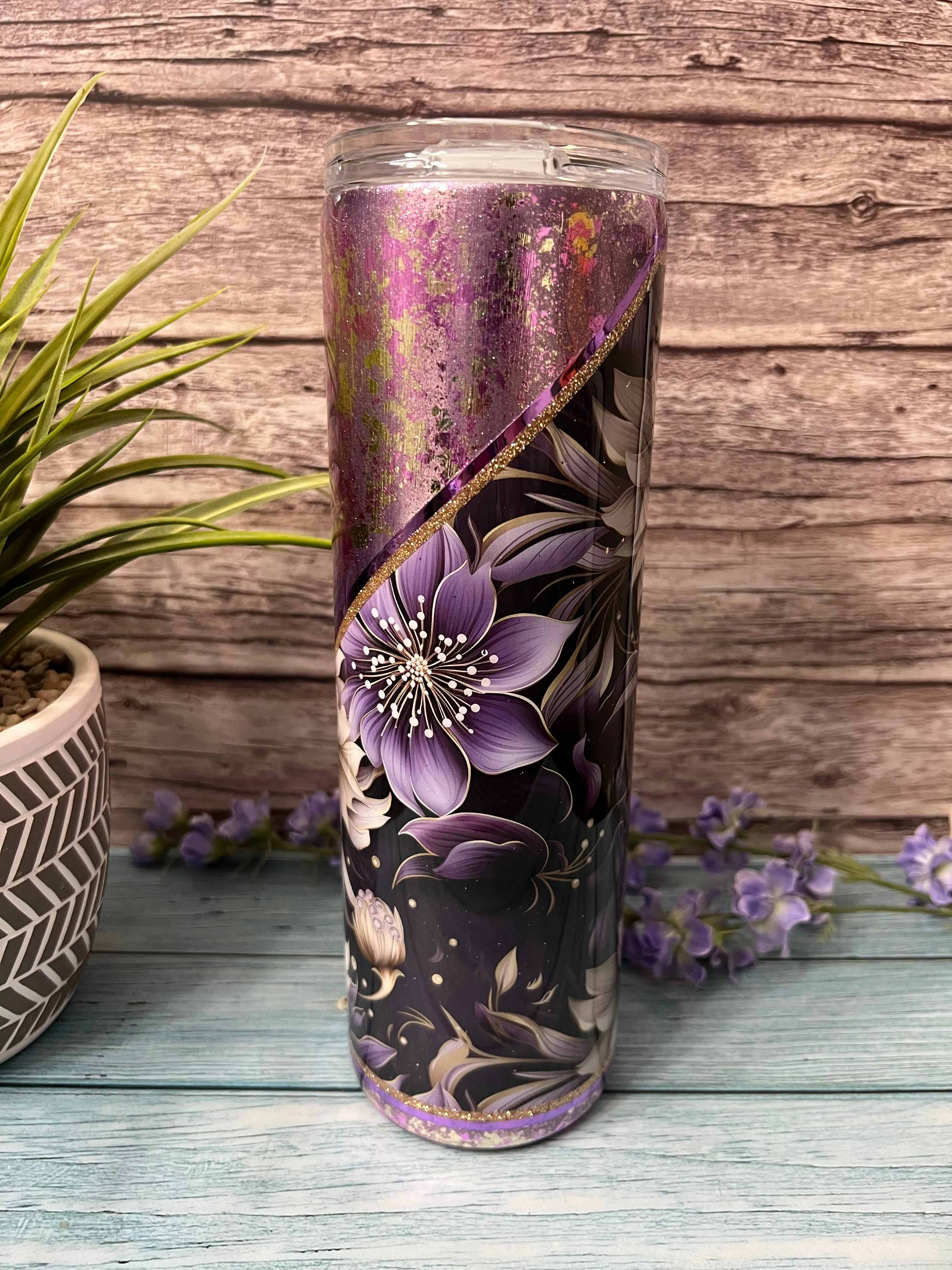 Glamorous Purple Handmade Custom Epoxy Tumbler