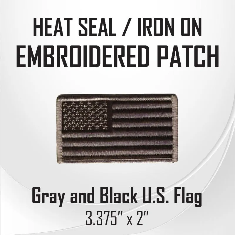 Gray and Black U.S. Flag Embroidered Patch (3.375" x 2")