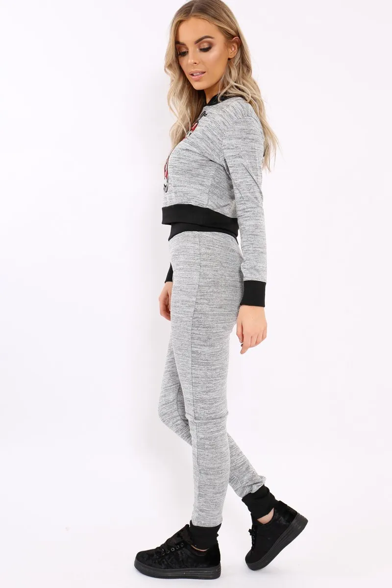 Grey Large Snake Applique Loungewear Set - Evie