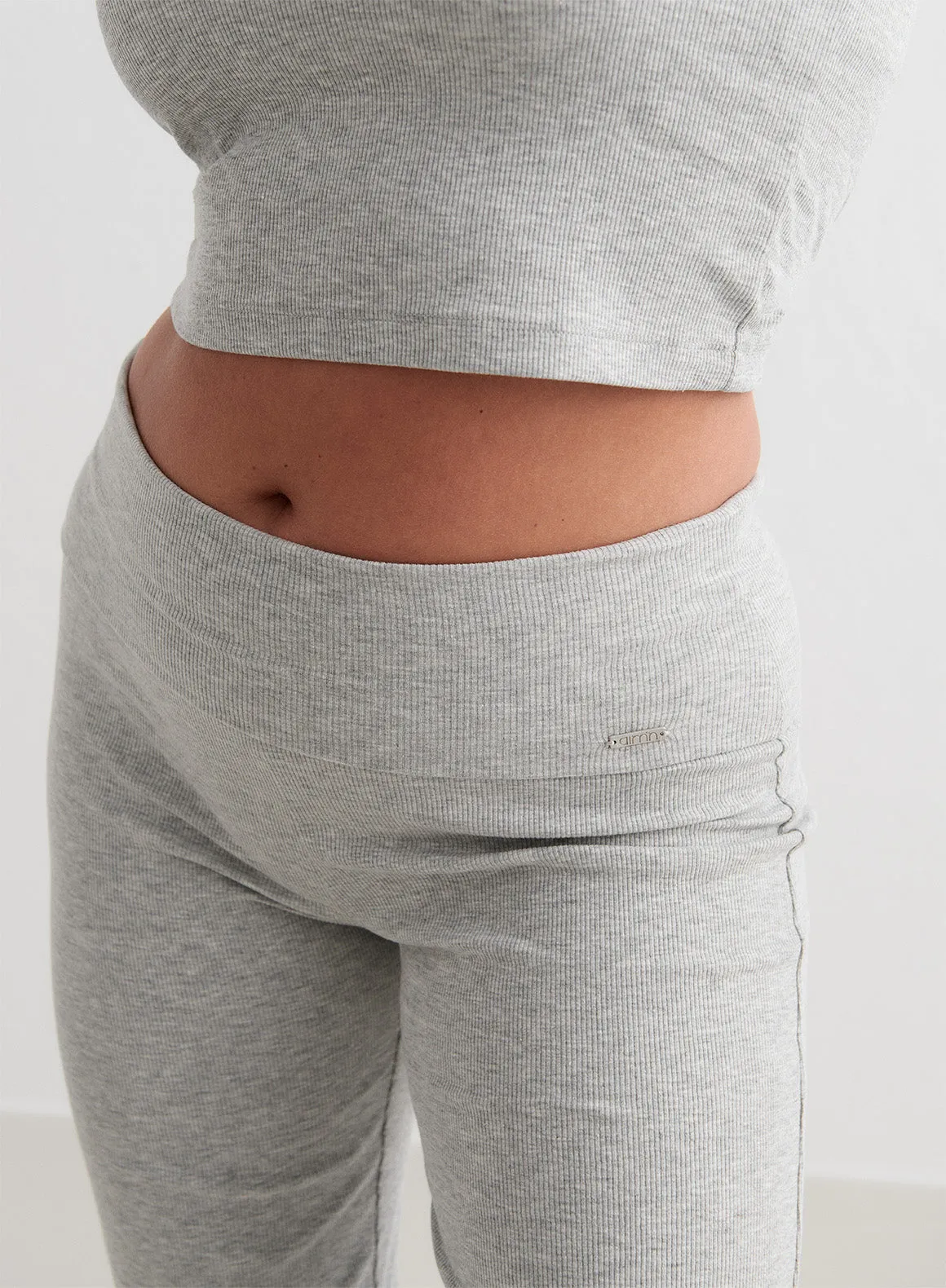 Grey Melange Ease Ribbed Pants