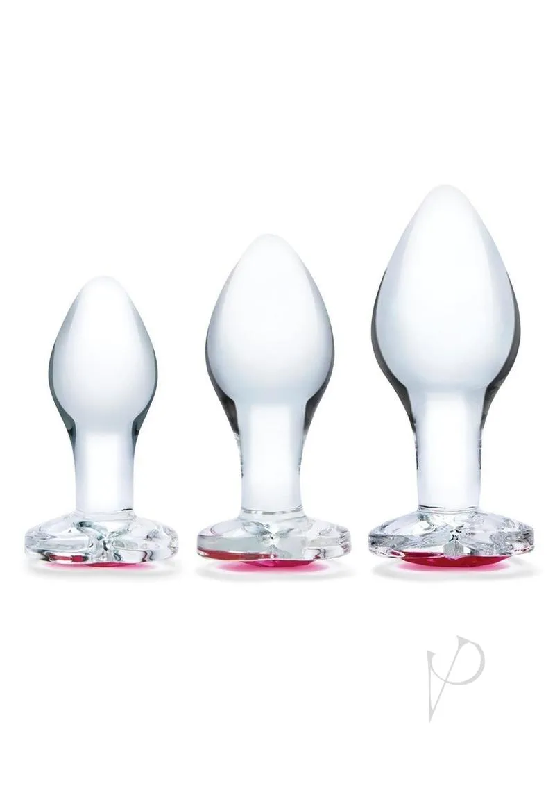 Heart Jewel Glass Anal Training 3pc Clr