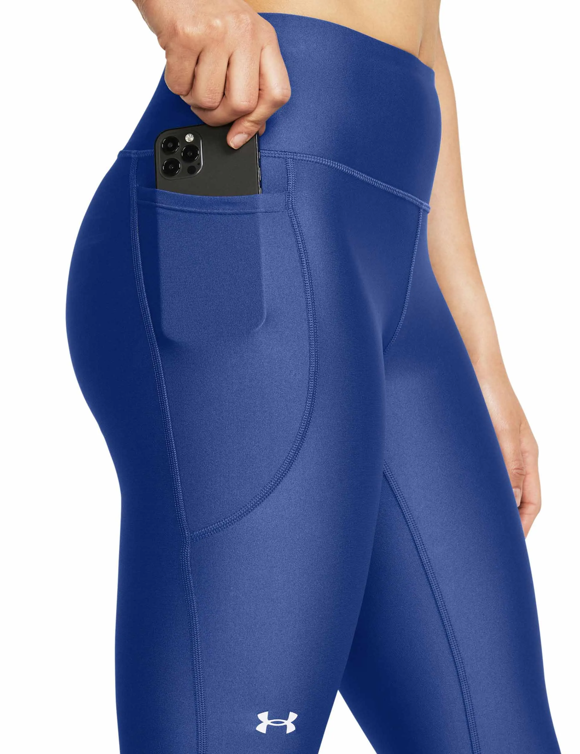 HeatGear No-Slip Waistband Full-Length Leggings - Tech Blue/White