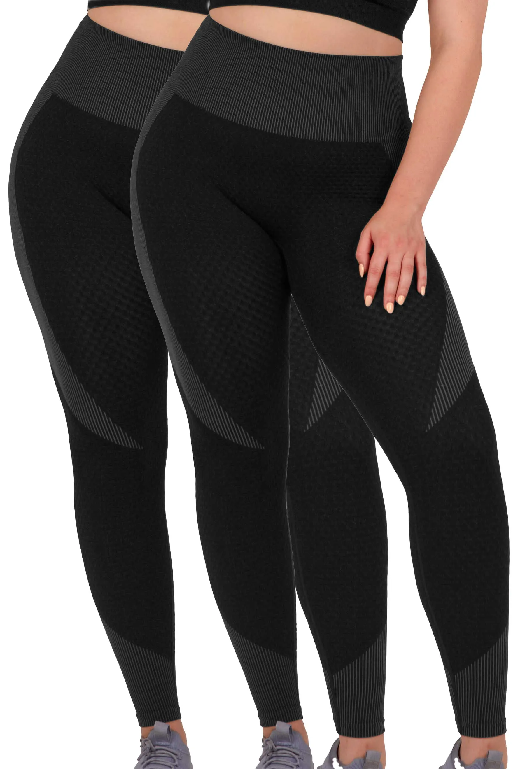 Honeycomb Contour Seamless Leggings - 2 Pack