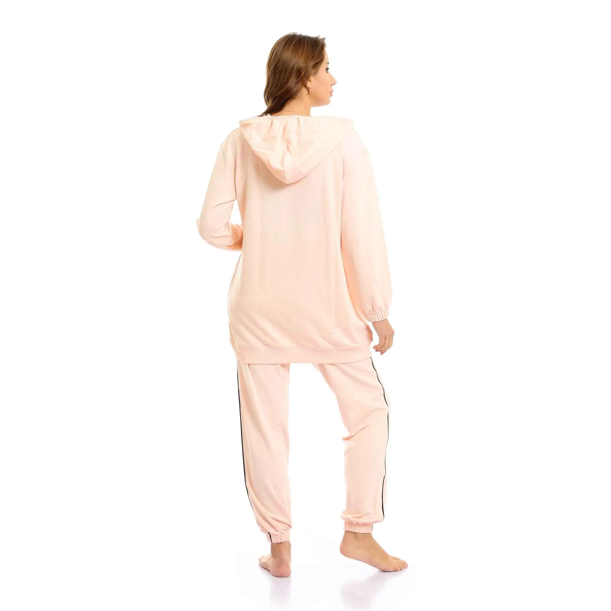 Hooded Neck With Drawstring Hoodie & Pants Pajama Set - Simon