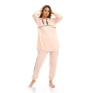 Hooded Neck With Drawstring Hoodie & Pants Pajama Set - Simon