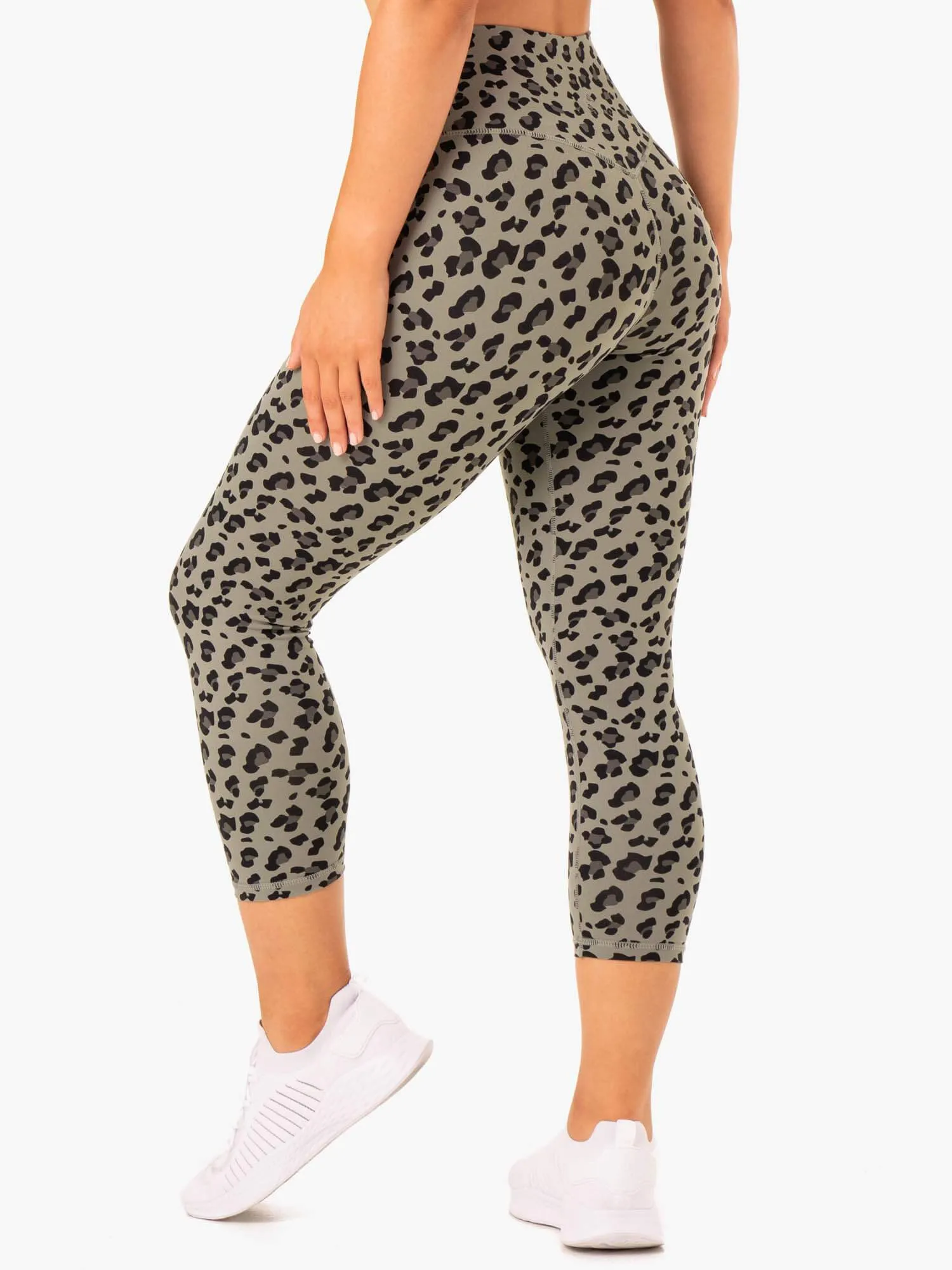 Hybrid 7/8 Leggings - Khaki Leopard