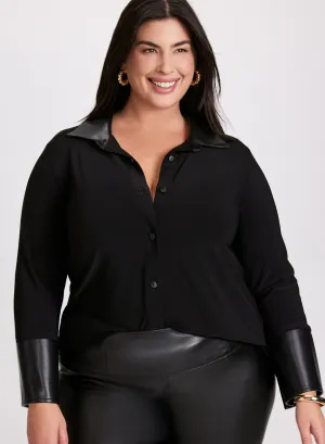 Joseph Ribkoff - Vegan Leather Trim Blouse