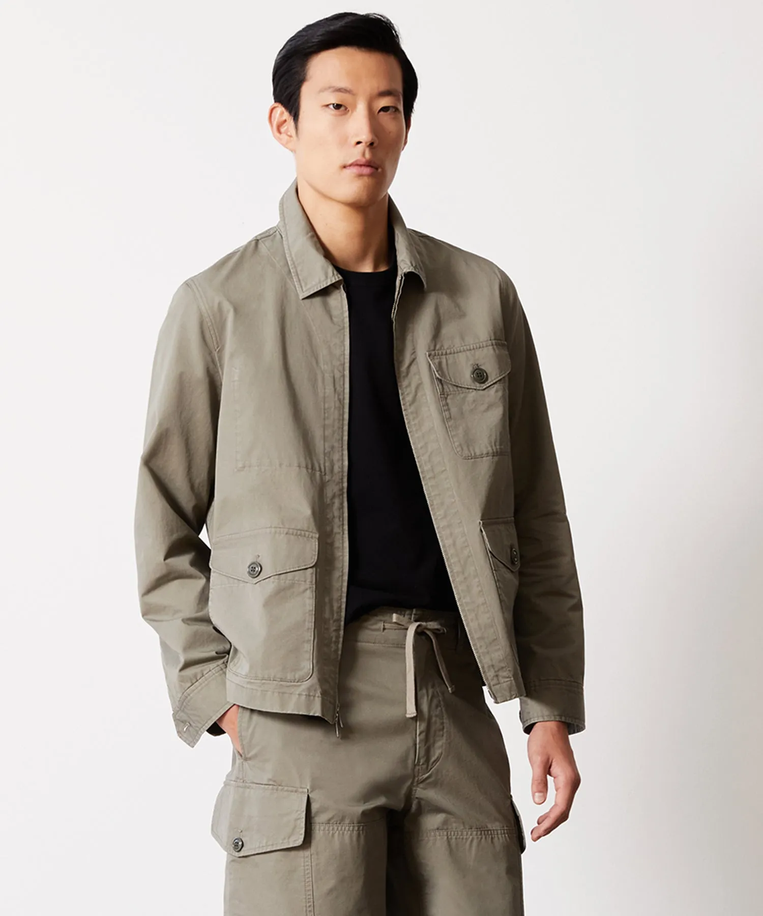 Lightweight Cotton Military Jacket in Faded Surplus