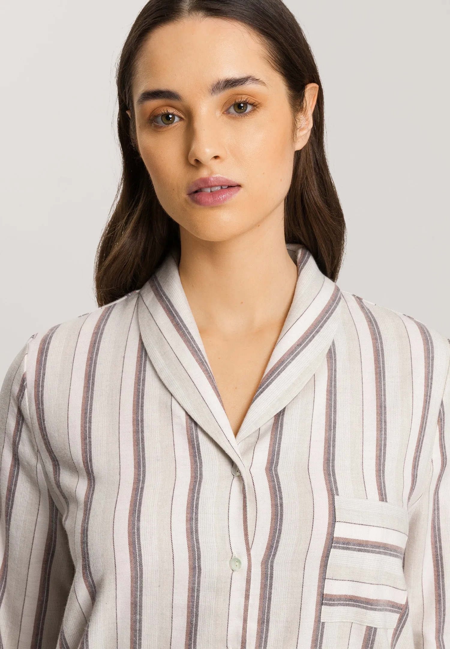 Loungy Nights Shawl Collar Cotton Shirt  | Meraki Stripe 74967-2165