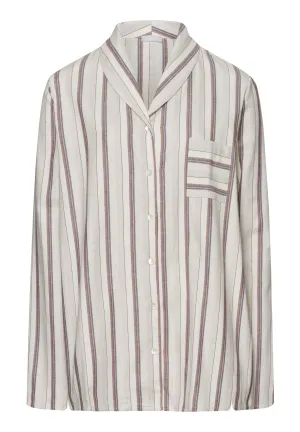 Loungy Nights Shawl Collar Cotton Shirt  | Meraki Stripe 74967-2165