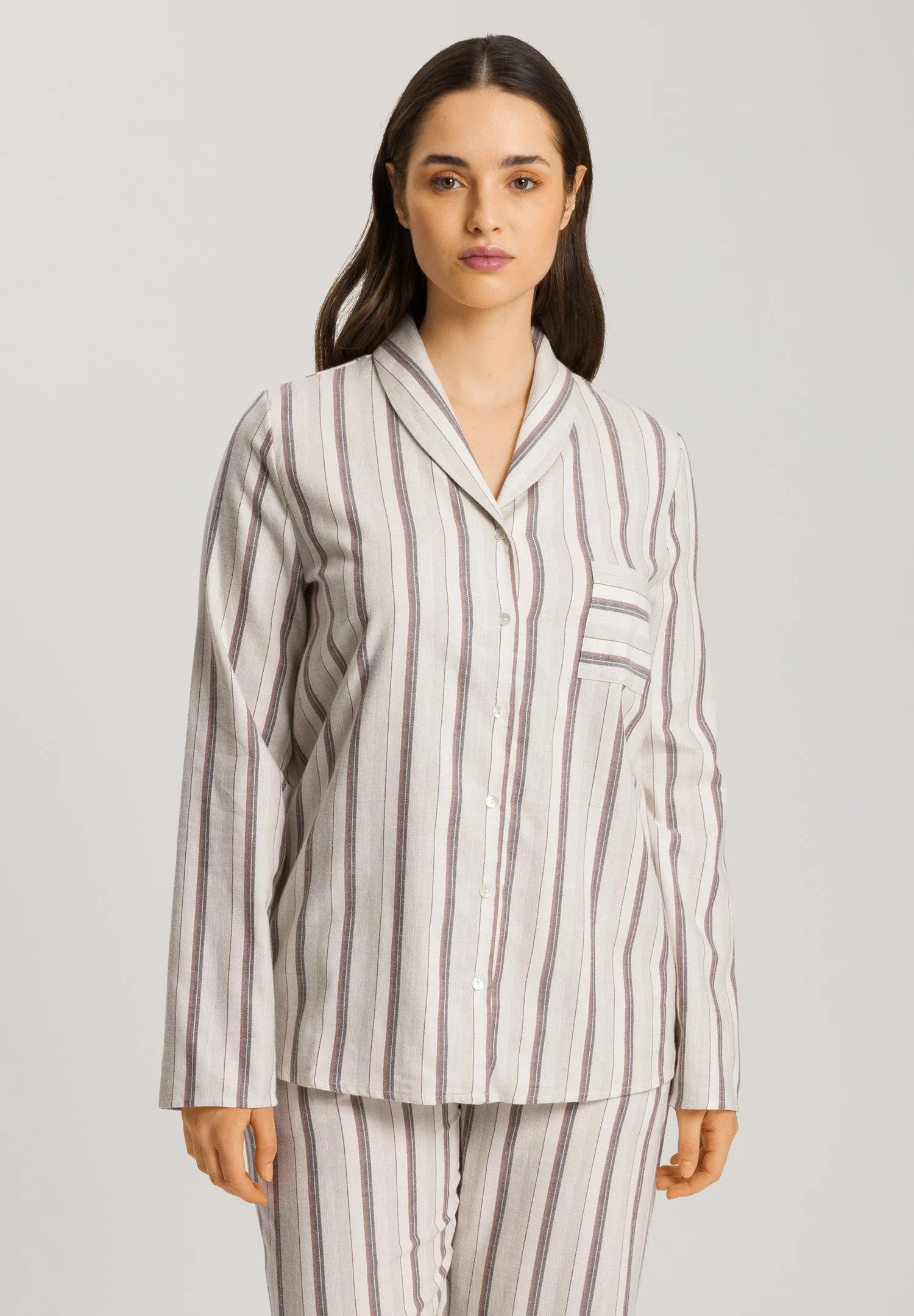 Loungy Nights Shawl Collar Cotton Shirt  | Meraki Stripe 74967-2165