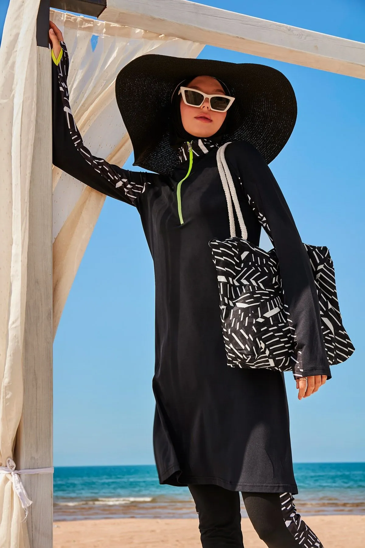 Lycra Black Burkini Modest Swimwear M2331