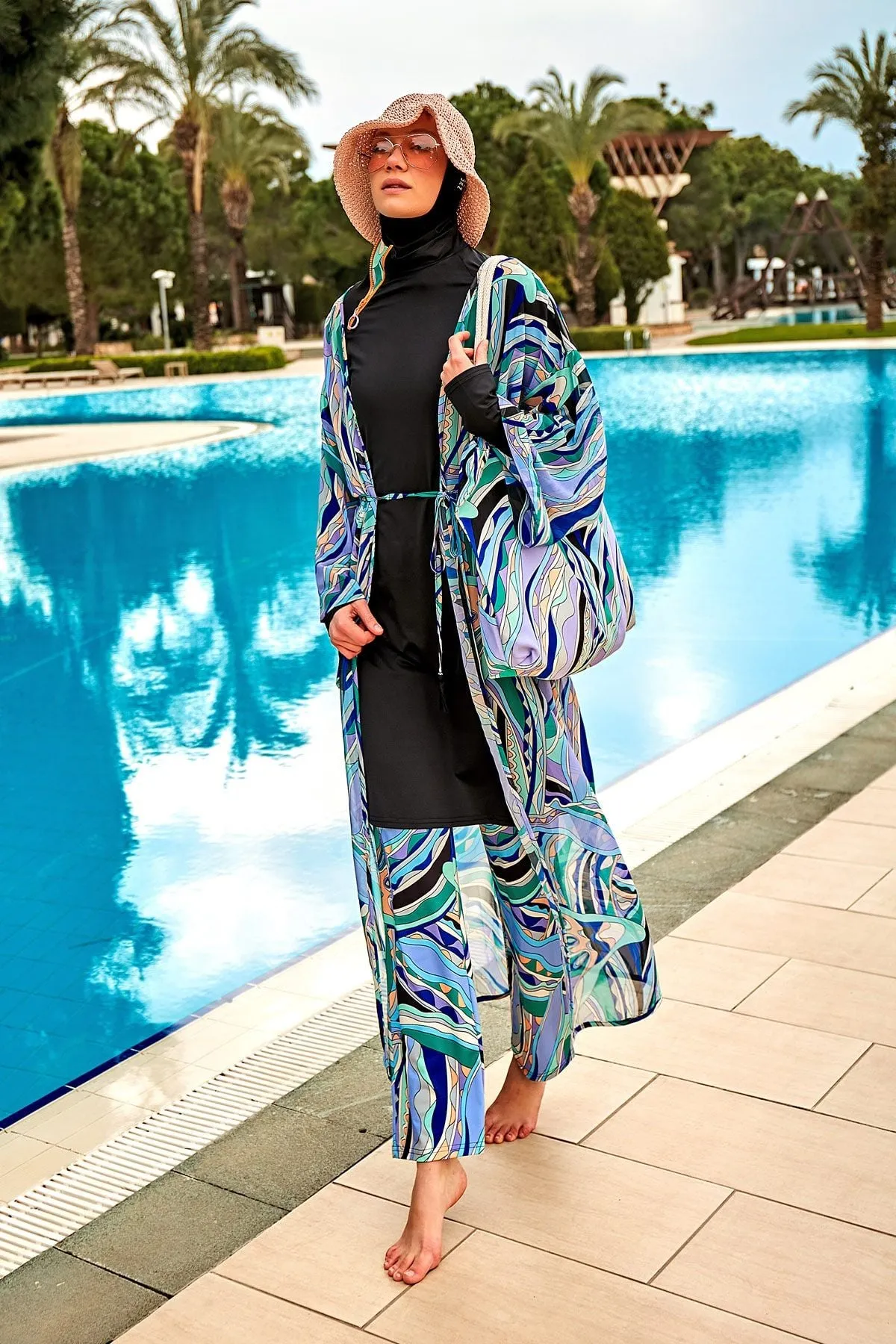 Lycra Black Burkini Modest Swimwear M2477