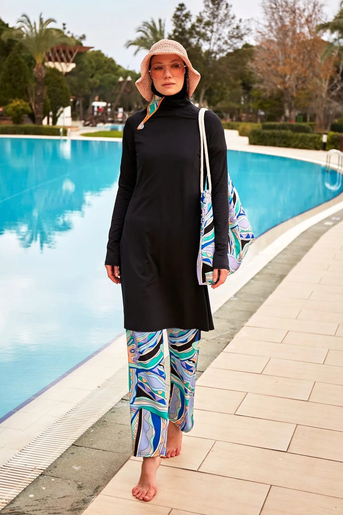 Lycra Black Burkini Modest Swimwear M2477