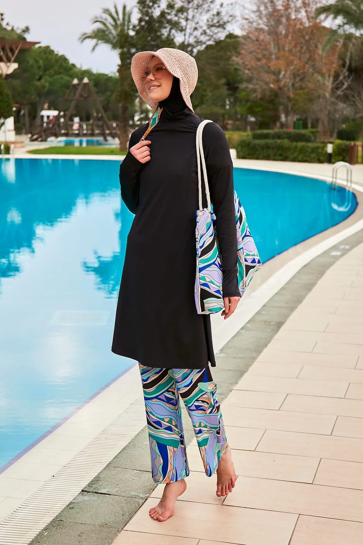 Lycra Black Burkini Modest Swimwear M2477