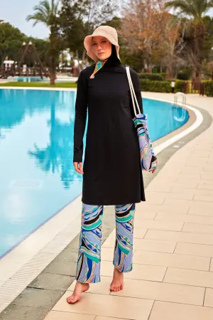 Lycra Black Burkini Modest Swimwear M2477