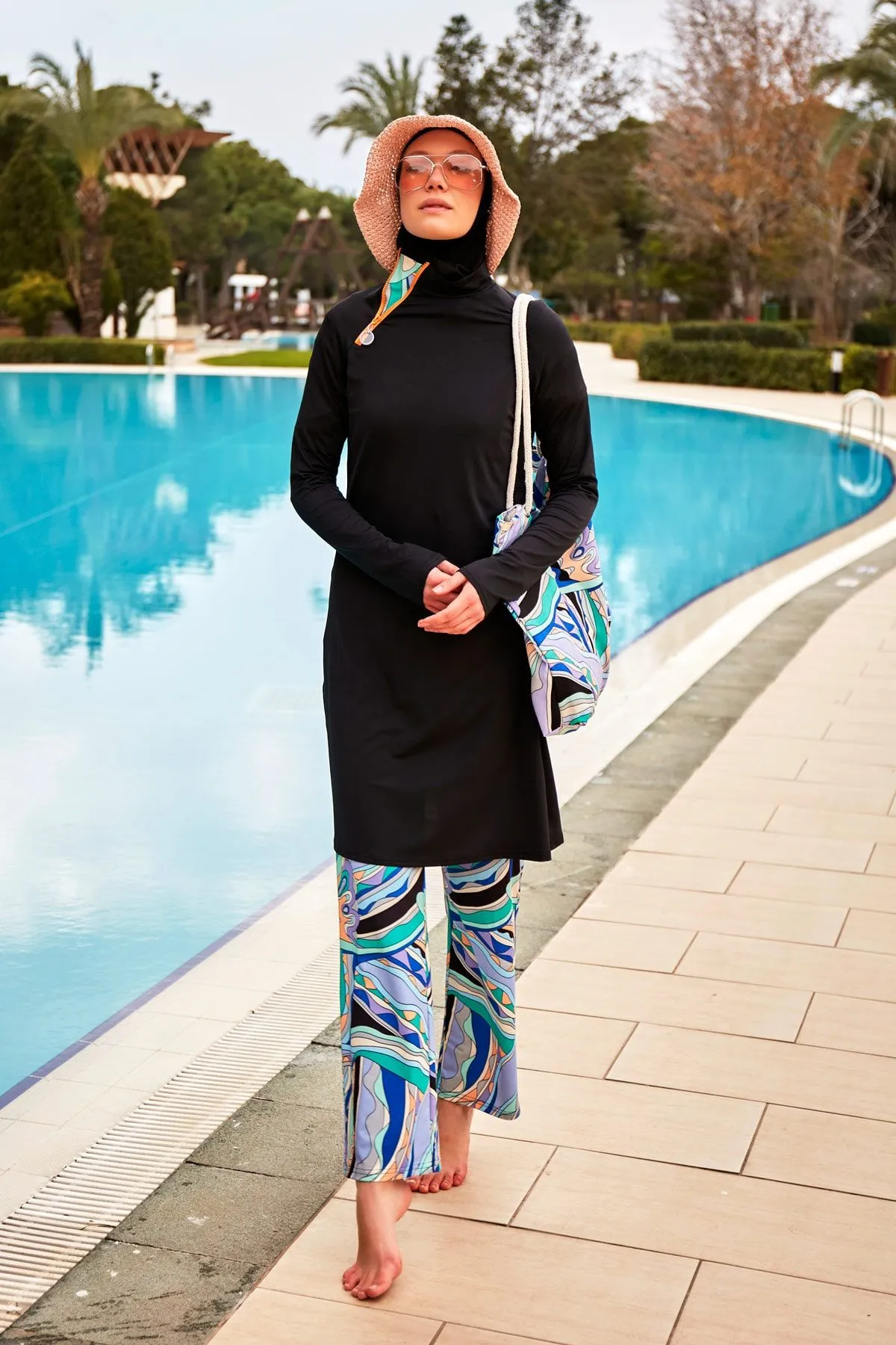 Lycra Black Burkini Modest Swimwear M2477