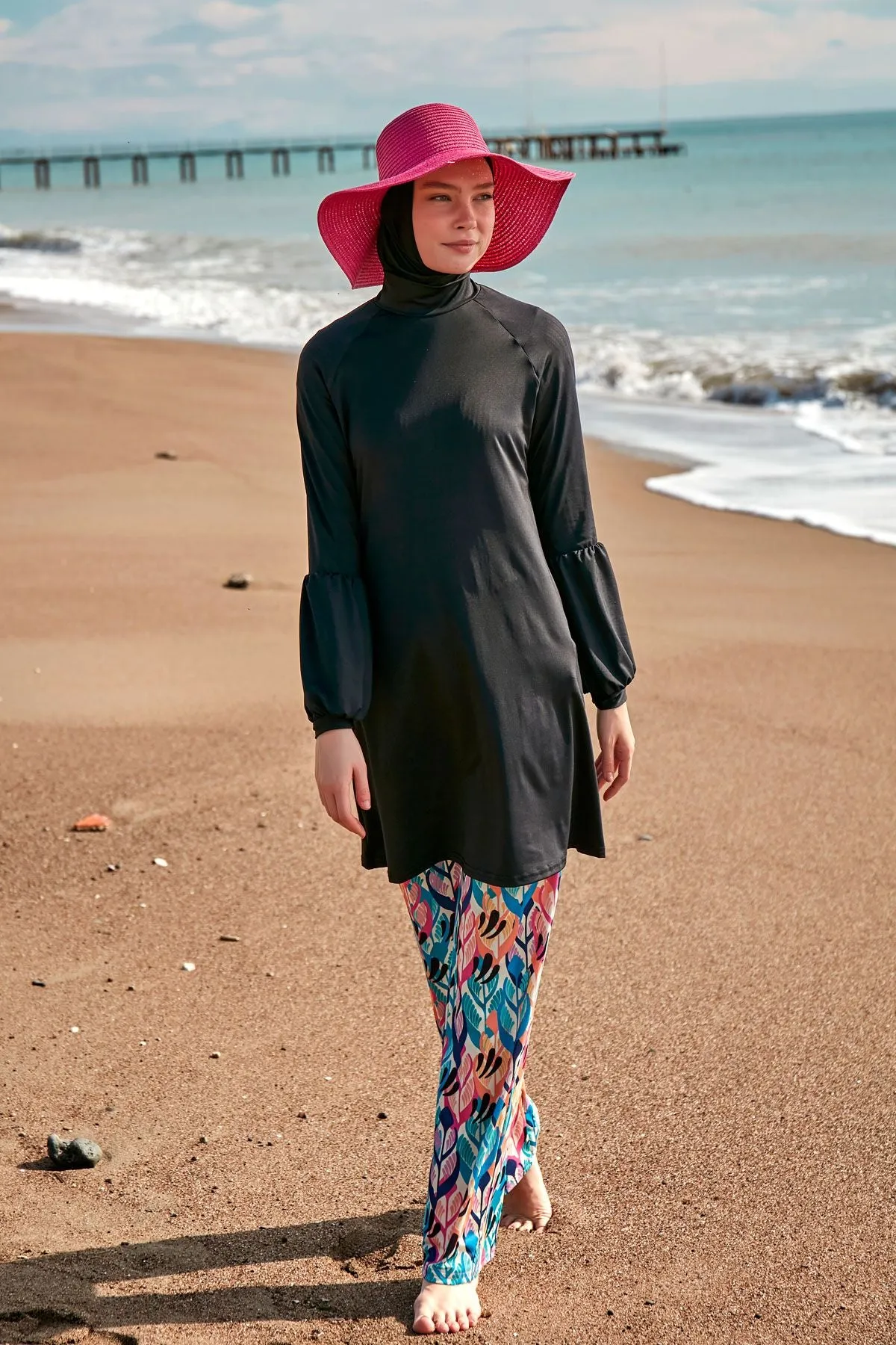 Lycra Black Burkini Modest Swimwear M2491