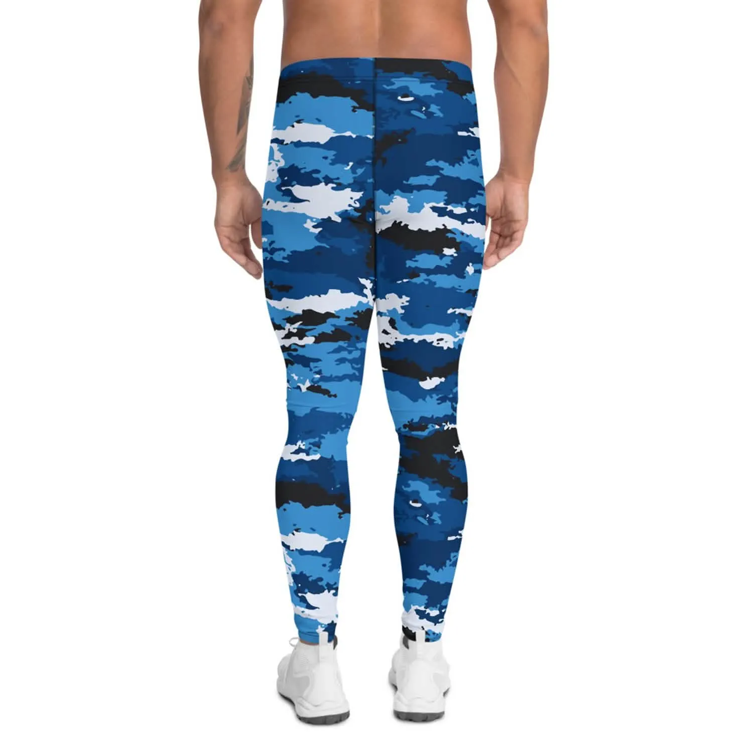 Men's Blue Camo Performance Workout Leggings