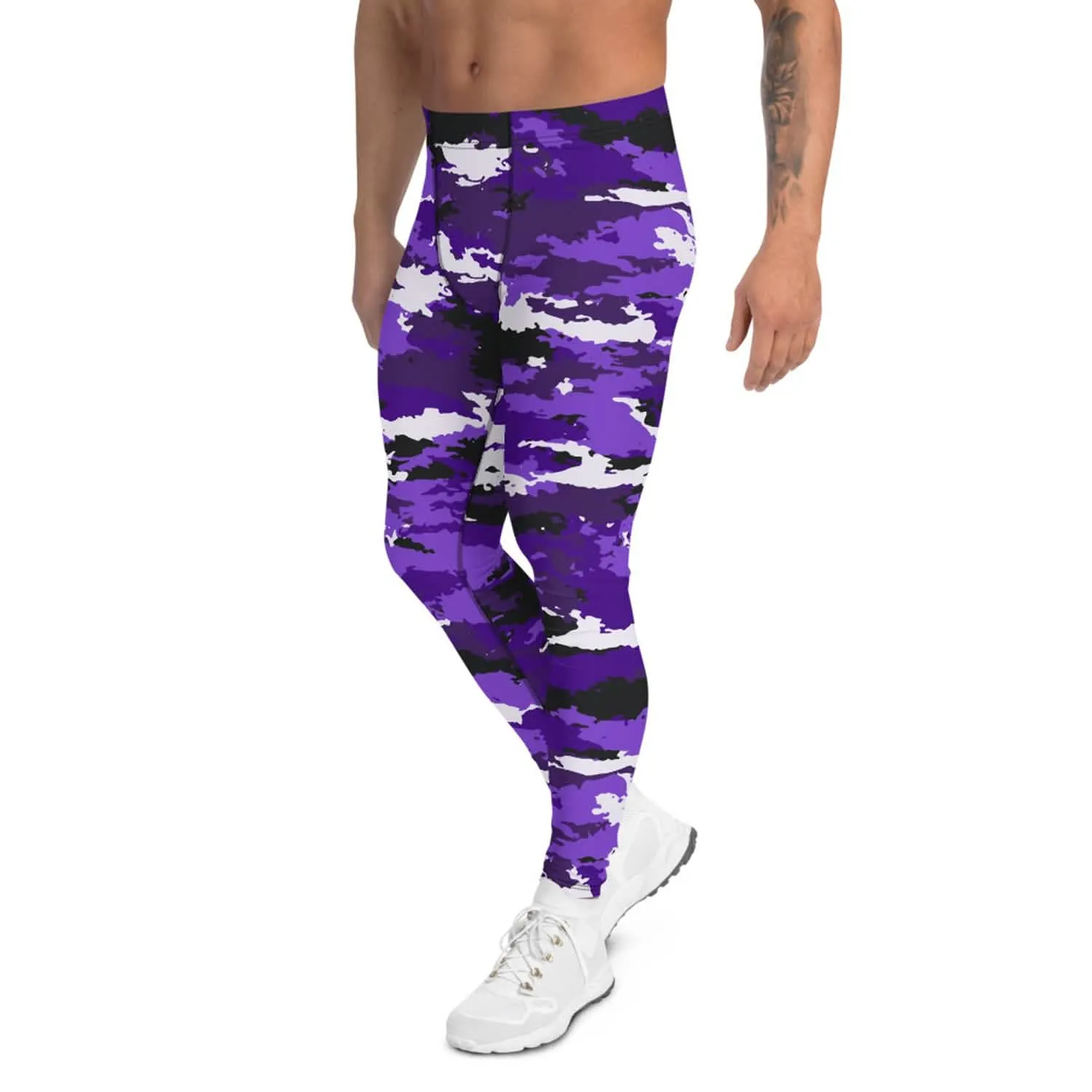 Men's Purple Camo Performance Leggings for Active Lifestyle