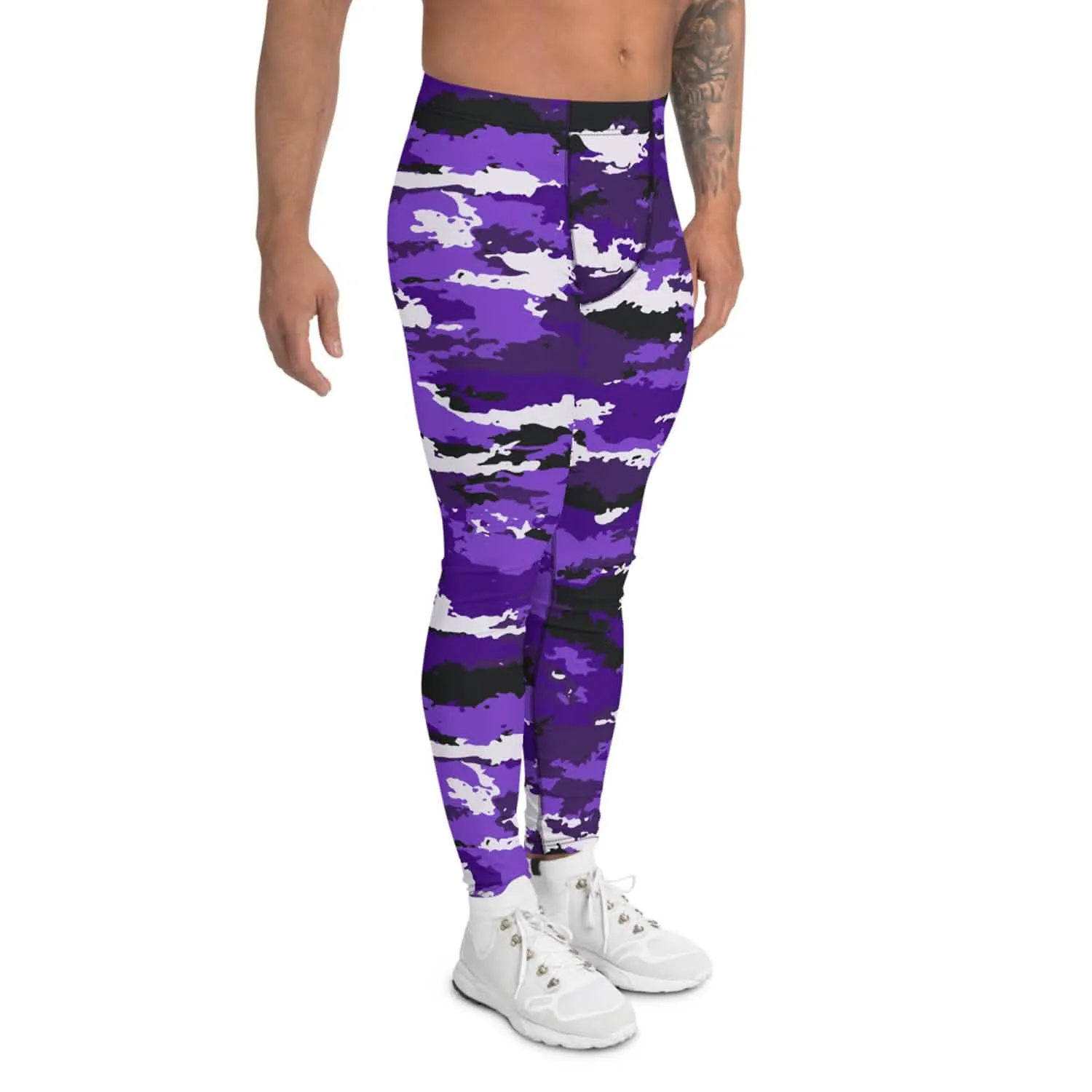 Men's Purple Camo Performance Leggings for Active Lifestyle